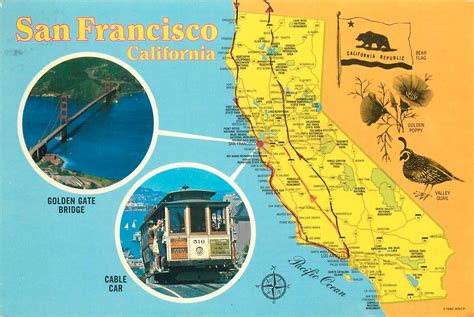 Usa San Francisco California Golden Gate Cable Car Multi View Map