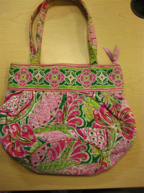 Vera Bradley Pinwheel Pinkgreen Quilted Fabric Handbag Abstract Floral