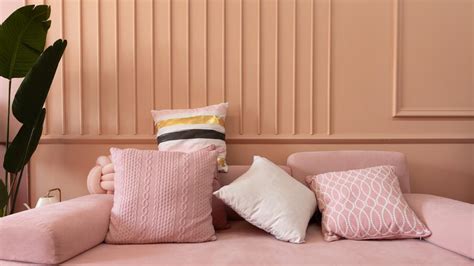 Pillows On Sofa In Pink Room Online Zoom Background Template Crello