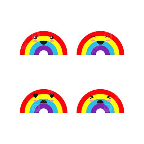 Kawaii Rainbow Vector Art Png Kawaii Sticker Set Of Rainbow Vector