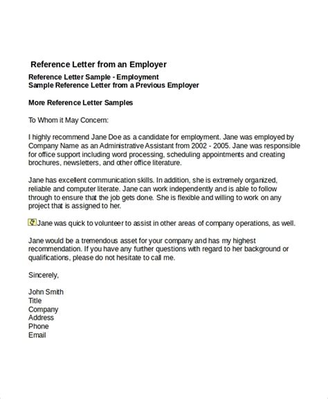 reference letter for employee examples