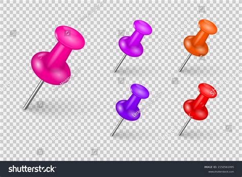 Realistic Colored Pointer Marker Pin Tack Stock Vector Royalty Free