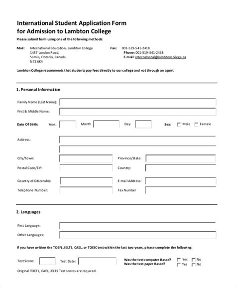Free 8 Sample College Application Forms In Pdf Word