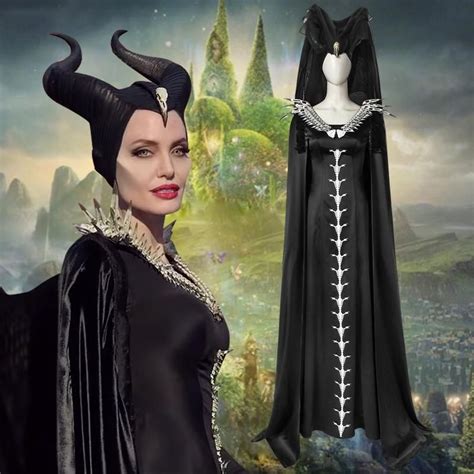 Disney Maleficent 2 Mistress Of Evil Black Dress Robe Cosplay Costume