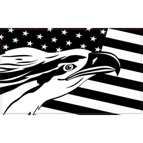 5in X 3in Black And White Eagle American Flag Sticker Vinyl Bumper