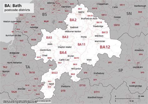 Map Of Ba Postcode Districts Bath Maproom