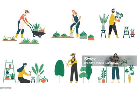 People Gardening Woman Planting Gardens Flowers Agriculture Gardener