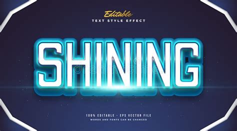 Editable Bold Text Effect In Blue Shining Style And Neon Effect Stock