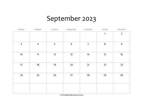 September 2023 Calendar Templates
