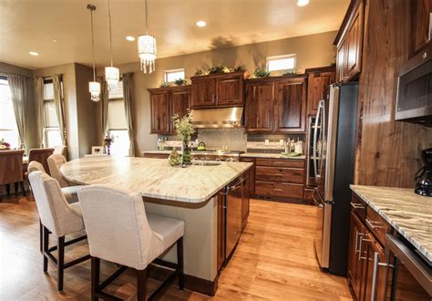Gc Luxury Homes Denver Colorado Rustic Walnut Cabinetry By Crown