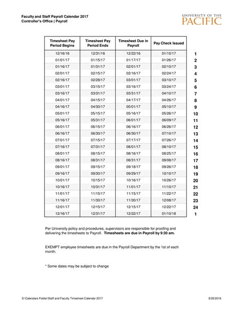 免费 Faculty Payroll Calendar 样本文件在