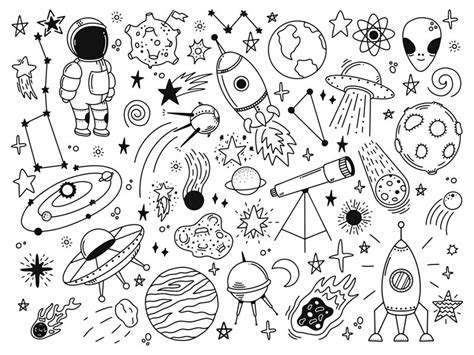 Hand Drawn Space Doodle Space Planets Astrology Cosmic Doodles Tele