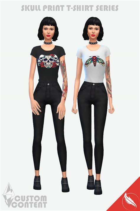 The Sims 4 Custom Content Skull Print The Sims 4 T Shirt