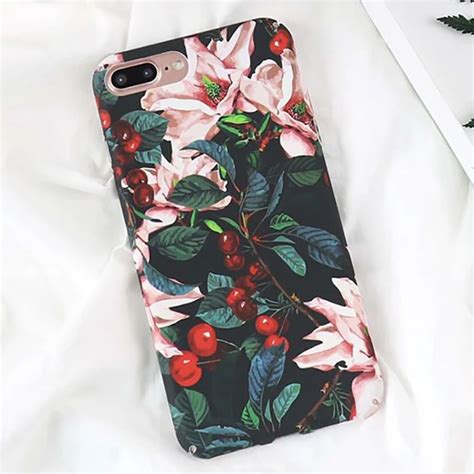 Lovecom Retro Cherry Flower Floral Cherry Plastic Hard Phone Cases For