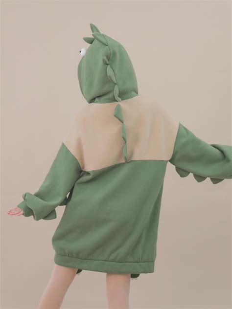 Green Dinosaur Hoodie Dress In 2022 Hoodie Dress Kawaii Clothes
