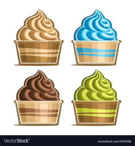 Set Of Ice Cream In Paper Cup Royalty Free Vector Image