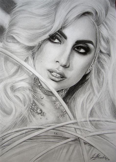 The artwork is printed on if you want the text please let us know in the notes to seller, otherwise she ships with no text. Lady Gaga Drawing by Racu Alexandru