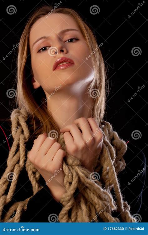 Seductive Young Woman Tied In Ropes Stock Photo Image Of Lovely