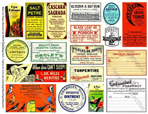 Apothecary Labels Digital Druggist Bottle Decals Antique Pharmacy
