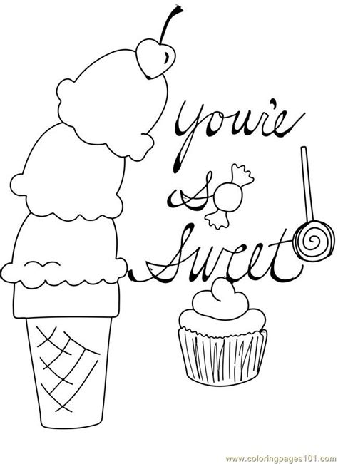Printable ice cream coloring pages. Candy Cupcake Ice Cream Cone Cherry Valentine Coloring ...