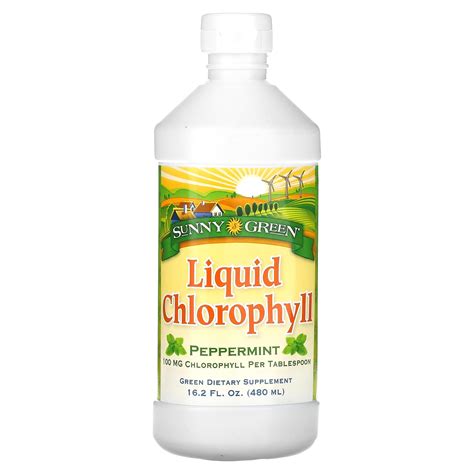 Sunny Green Liquid Chlorophyll Peppermint 100 Mg 162 Fl Oz 480 Ml