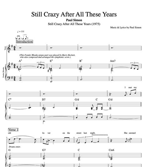 Still Crazy After All These Years · Paul Simon Voice Piano