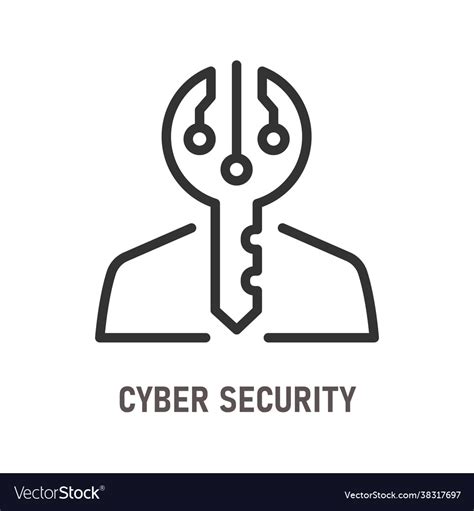 Cyber Security Line Icon On White Background Vector Image