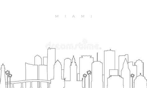 Outline Miami Skyline Stock Vector Illustration Of Line 244354474