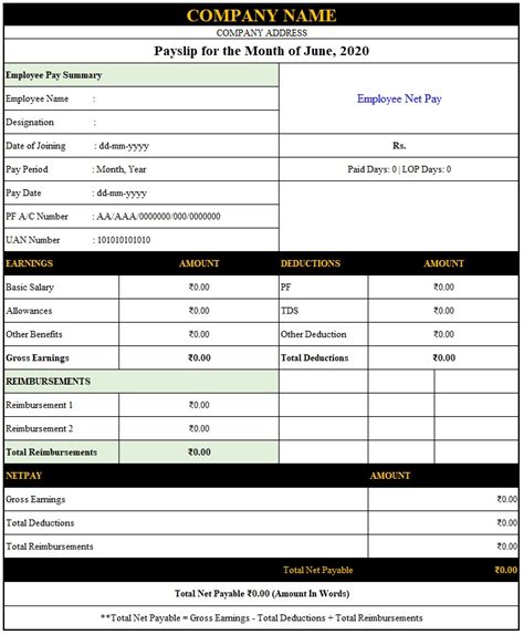 Payslip Template Excel Malaysia Download Corporate Salary Slip Excel