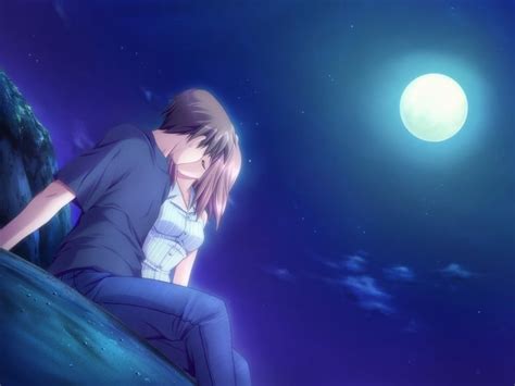 Hwfd Anime Couples In Love Under The Moon Picture Hd Wallapapers