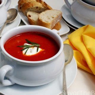 Discard the stems, peels, and seeds. Roasted Red Pepper Soup with Goat Cheese Cream - Savor the ...