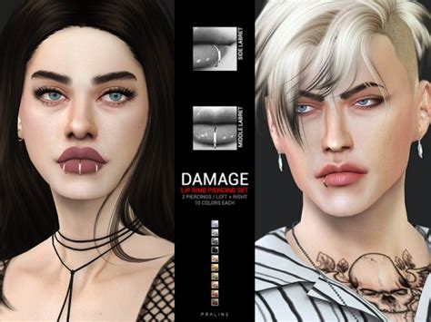 The Sims Resource Damage Lip Ring Piercing Set By