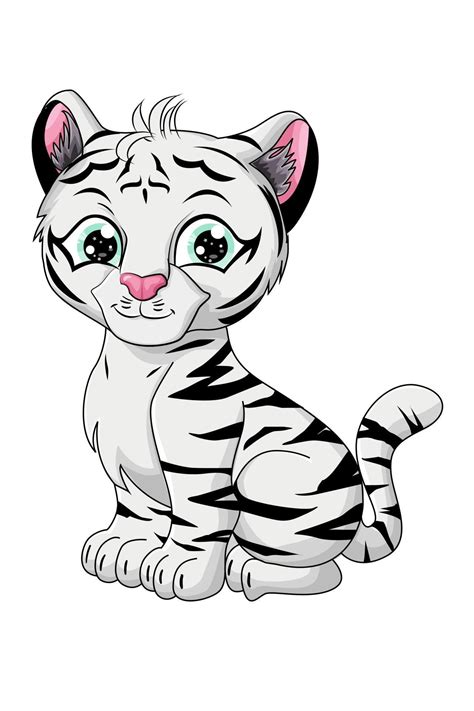 A Little Cute White Tiger Design Animal Cartoon Vector Illustration