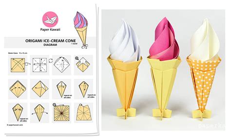 Origami Ice Cream Diagram Paper Kawaii Shop
