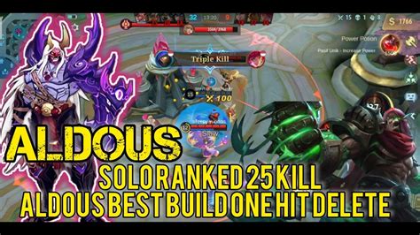 Aldous Solo Ranked 25 Kill Aldous Best Build One Hit Delete Mlbb