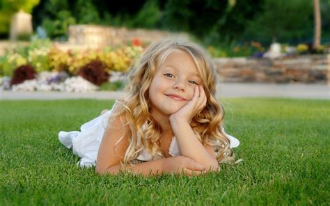 Girl Baby Girl Beauty Grass Smiling Android Wallpapers For Free