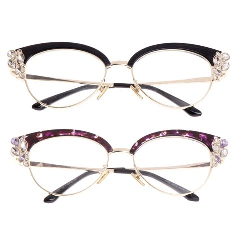Women Cat Eye Shiny Rhinestones Glasses Frames Brand Designer Optical Eyewear In Sunglasses From