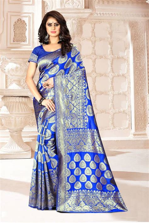 royal blue woven kanjivaram silk saree with blouse maruti 3231549