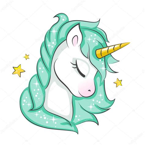 Cute Magical Unicorn Vector Design Isolated White Background Print