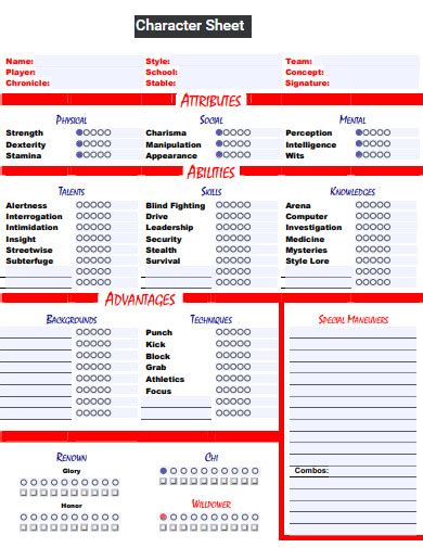 Free 10 Character Sheet Samples In Pdf