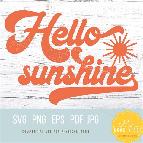Hello Sunshine Svg Png File With Sun Svg Png Instant Download Etsy