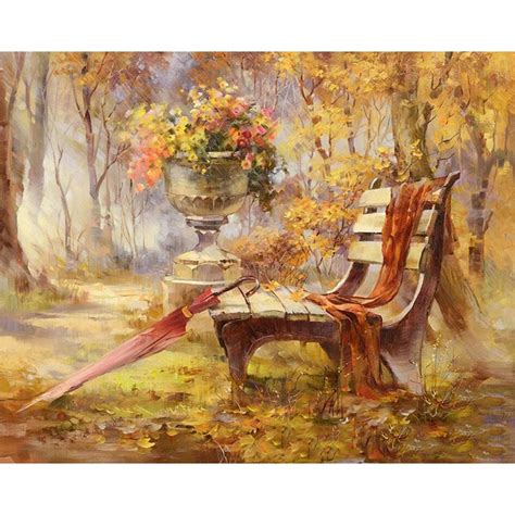 Frameless Autumn Gardan Landscape Diy Digital Painting By Numbers Kits Hand Painted Modern Wall