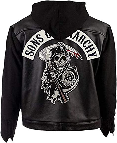 Sons Of Anarchy Highway Black Hooded Synthetic Leather Jacketvest Jax