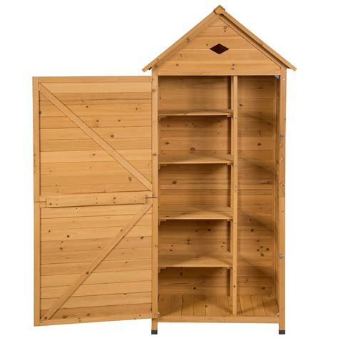 Buy Costway Wooden Garden Shed 5 Shelves Tool Storage Cabinet With