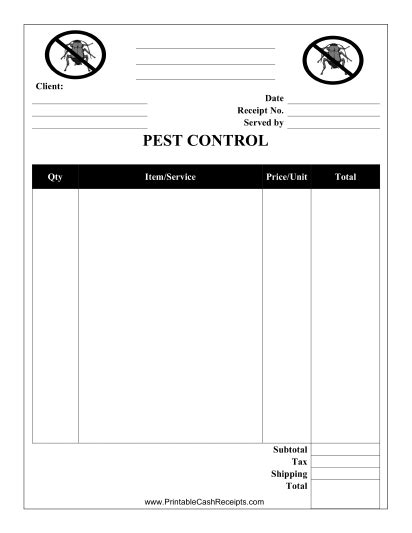 Apartment Pest Control Log Sheet Home
