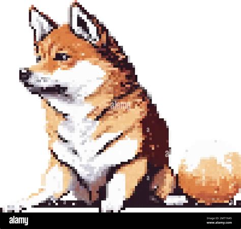 Dog Shiba Inu Breeds Pixel Art Vector Illustration Stock Vector Image