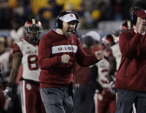 Oklahoma Coach Lincoln Riley Celebrates A Touchdown During The Sooners