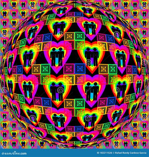 Op Art For Lgbt Pride Of A Sphere With A Pattern Of Two Men In The