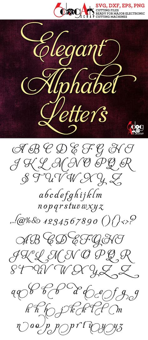 Elegant Script Alphabet Svg Dxf Vector Images Monogram Etsy