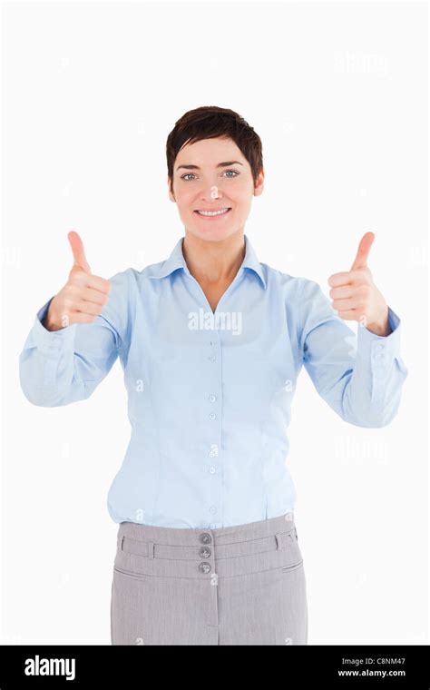 Businesswoman With The Thumbs Up Stock Photo Alamy